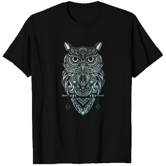 Owl Pet Bohemian Henna Style Owls Boho Owl T-Shirts