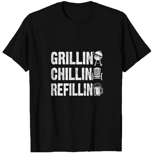 Beer Fun Grillin Chillin Refillin Barbeque BBQ Party Drinking Beer T-Shirts
