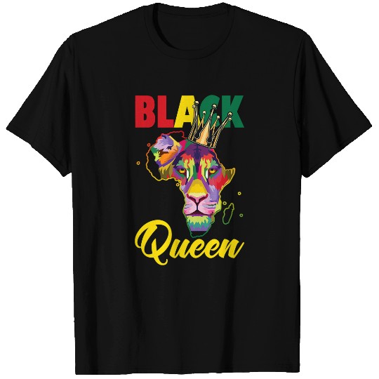Lion Pet Black Queen Map Of Africa Lioness BHM BLM Pride Afro Women T-Shirts