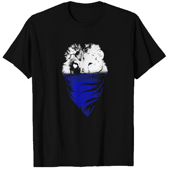 Lion Pet Bold Lion wearing Blue bandana with blue eyes Fierce strong T-Shirts
