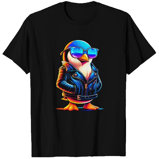 Penguin Pet with Sunglasses and Leather Jacket T-Shirts