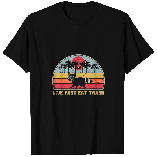 Raccoon Pet Live Fast Eat Trash Retro Palms 2 T-Shirts