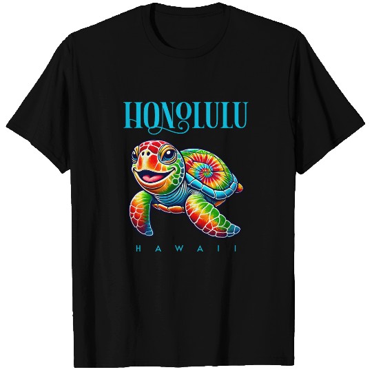 Turtle Pet Honolulu Hawaii Smiling Tie Dye Sea Turtle T-Shirts