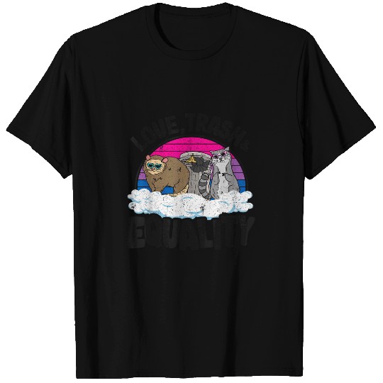 Raccoon Pet Love Trash Equality Opossum Raccoon Bisexual Flag Bi Pride T-Shirts
