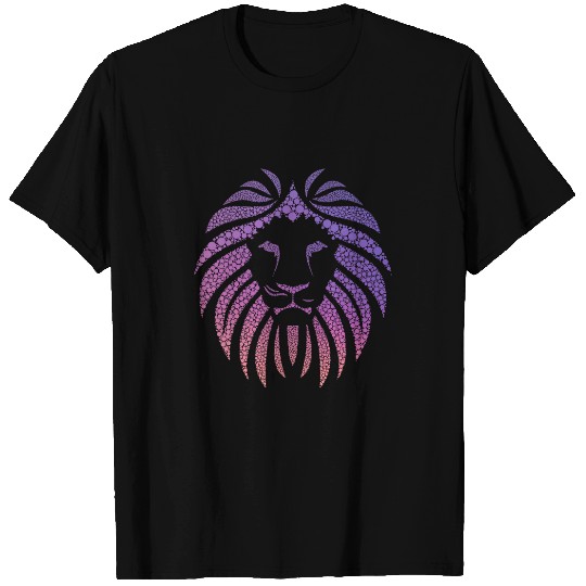 Lion Pet Face Head Mane Gradient Pink and Purple Cat T-Shirts