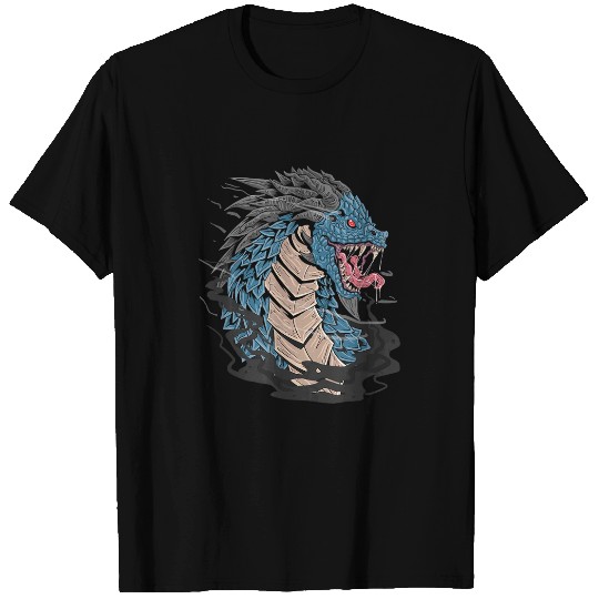 Dragon Pet Head Blue Colour Angry Face T-Shirts