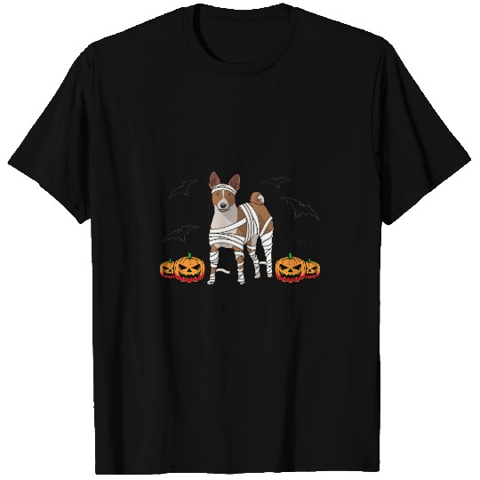 Spooky Scary Mummy Basenji Dog Pumpkins Halloween Costume 1 T-Shirts