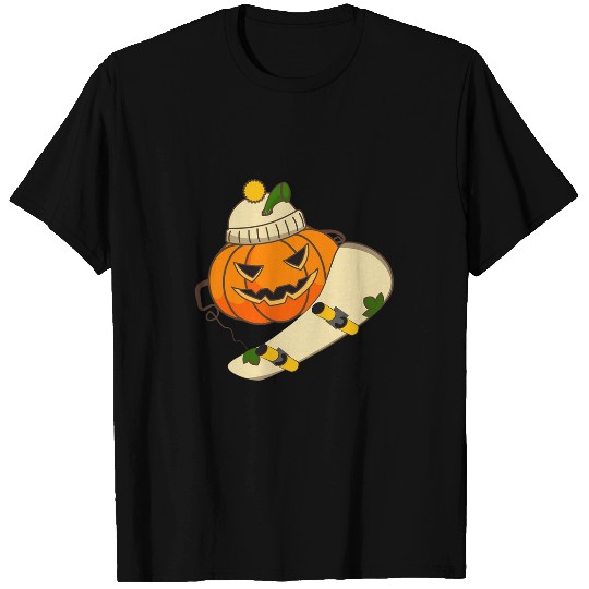 Pumpkin Skateboard Halloween Costume Funny Skateboarding T-Shirts