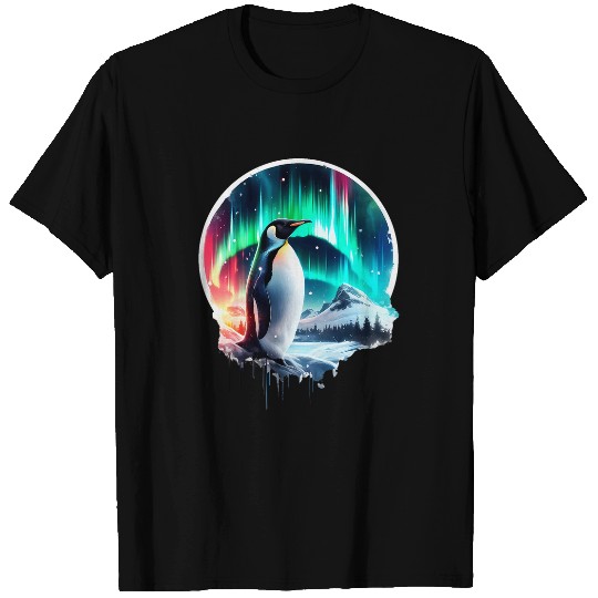 Penguin Pet Beautiful Penguin Northern Lights Aurora Graphic Men Women T-Shirts