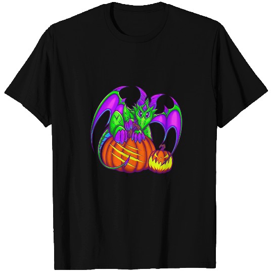 Dragon Pet Cute Green Purple Halloween Pumpkin Dragon Trick or Treat T-Shirts