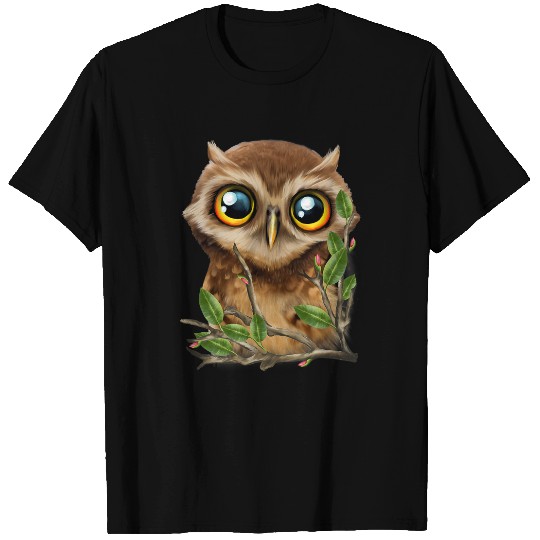 Owl Pet Face On A Branch Graphic T-Shirts