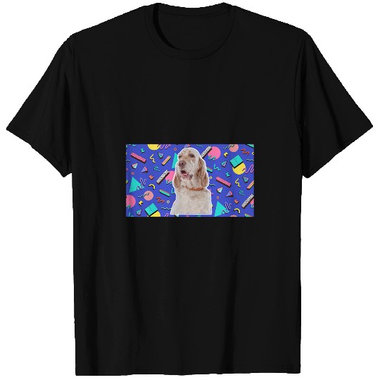 90s Sticker Pattern Dog English Setter T-Shirts
