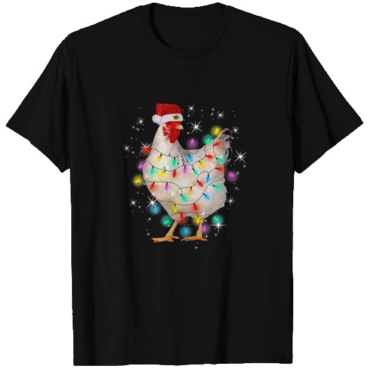 Chicken Lover Christmas Light Tree xmass Santa T-Shirts