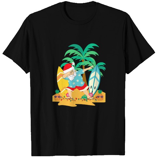 Surf Life Christmas in July Dabbings Santa Tropical Christmas Surfing T-Shirts