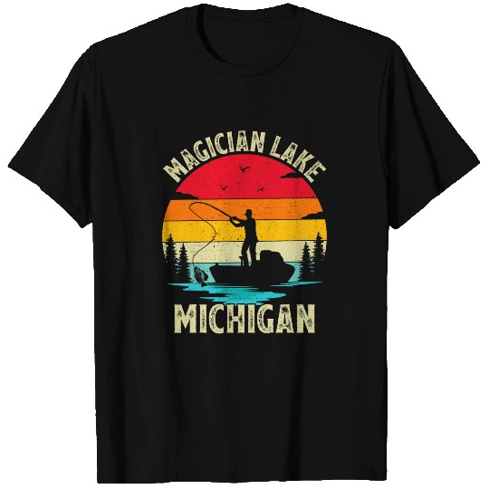 Fishing Fun Summer Vacation Fishing vintages Retro Michigan Lake T-Shirts
