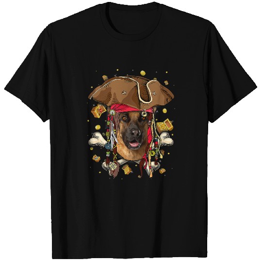 Cute GSD Pirate Skeletons Halloween Costume German Shepherd Dog Dog T-Shirts