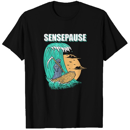 Skeletons Skulls Sensepause Surfing Death Skeletons Coffin Skull T-Shirts