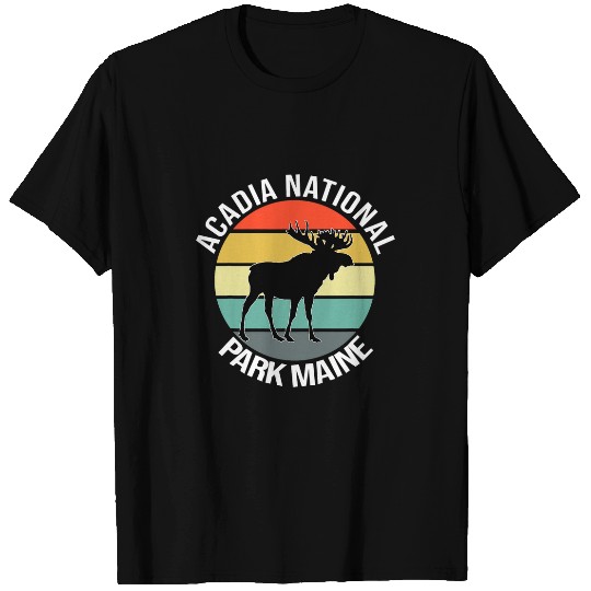 Lacrosse Gift Acadia National Park Retro Sunset Moose Maine 2 T-Shirts