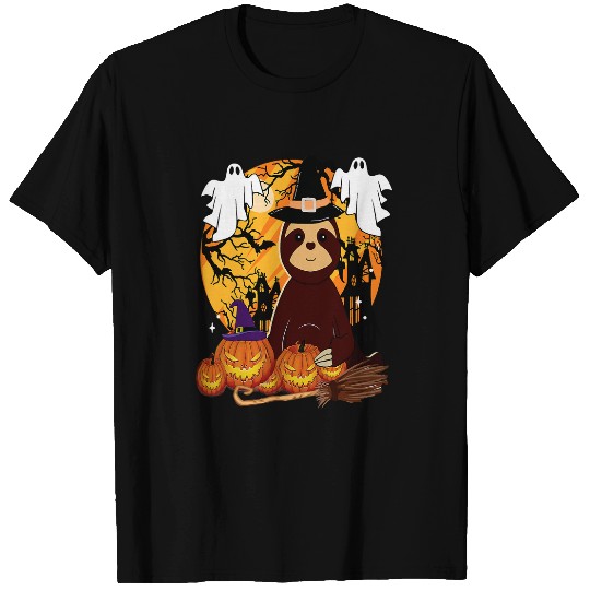 Sloth Pet Witch Pumpkin Halloween Graphics Funny T-Shirts