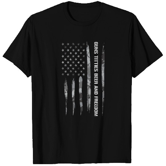 Beer Fun Guns Guns Titties Beer And Freedom American Flag T-Shirts