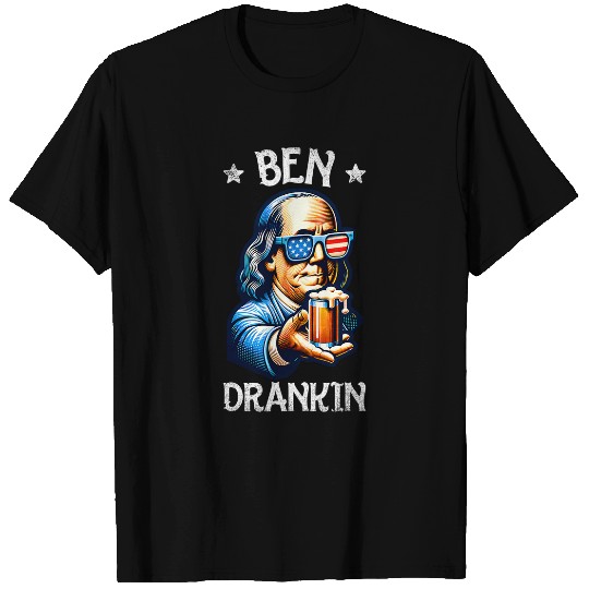 Beer Fun Ben Drankin 4th Of July USA Flag Men Drinking Beer 6 T-Shirts