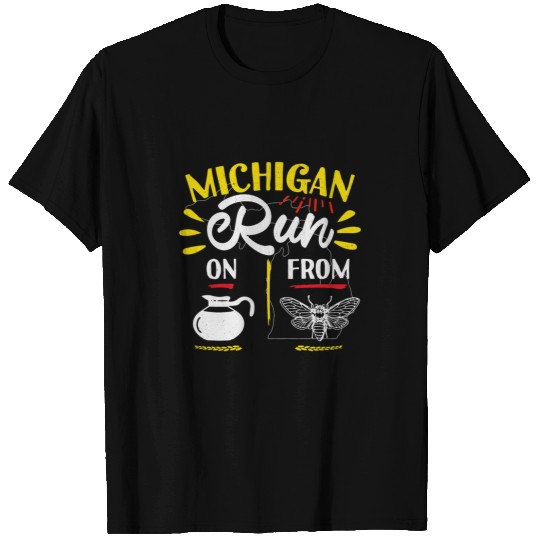 Coffee Fun Michigan Cicada Coffee Funny Michigan MI State Michigander T-Shirts