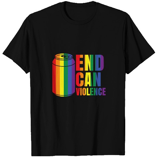 Beer Fun Rainbow Pride Flag Beer Can End Can Violence LGBT T-Shirts