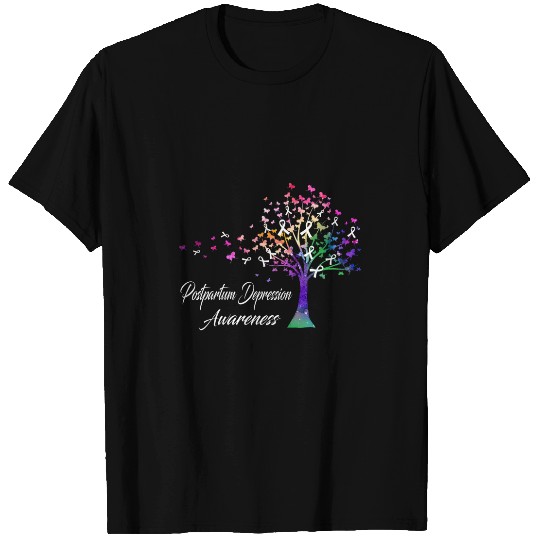 Tree Ribbon Postpartum Depression Awareness T-Shirts