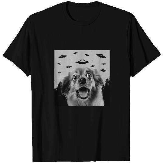 Alien UFO Funny Tibetan Spaniel Dog Lover Men Women Kids T-Shirts
