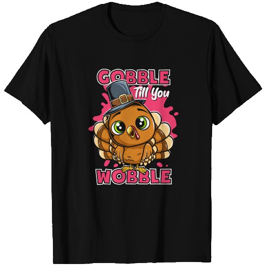 Gobble Till You Wobble Thanksgiving Pilgrim Kids Top T-Shirts