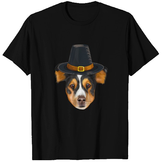 Dog Shetland Sheepdog Wearing Pilgrim Hat Thanksgiving T-Shirts