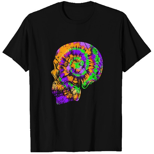 Tie Dye Skull Festive Halloween Green Purple Orange T-Shirts