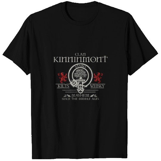 Wines Fun Clan Kinninmont tartan crest Kilts whisky mayhem T-Shirts