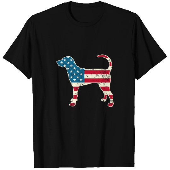 Coonhound 4th of July Men Women USA American Flag Dog Lover T-Shirts