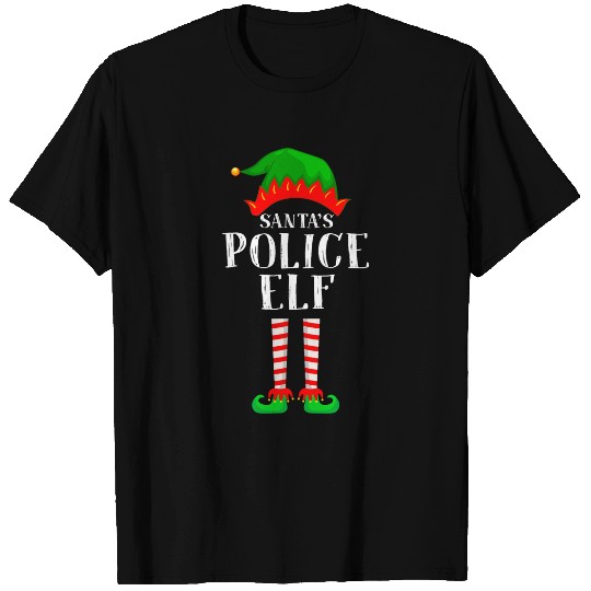 The Police Elf Matching Family Group Christmas Pajama T-Shirts
