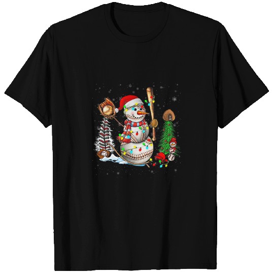 Christmas Baseball Bat Snowman Santa Snowflake Youth T-Shirts