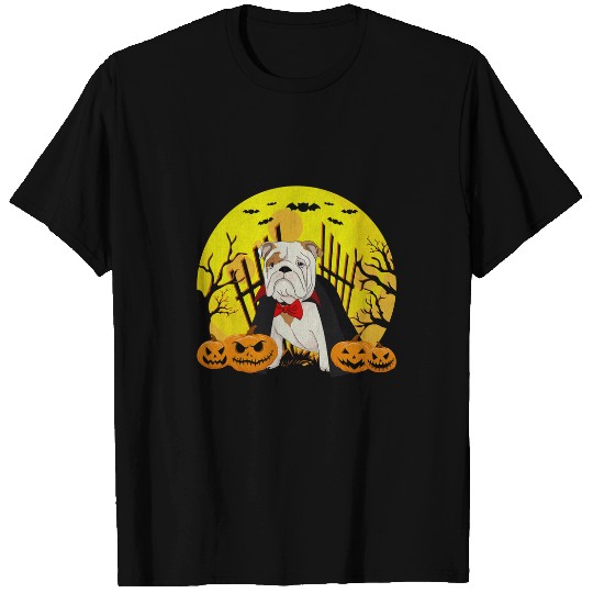English Bulldog Vampire Dog Halloween Witch Pumpkin T-Shirts