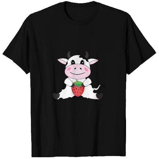 Cow Lover Cute Strawberry Cow Print Animal Kawaii Aesthetic T-Shirts