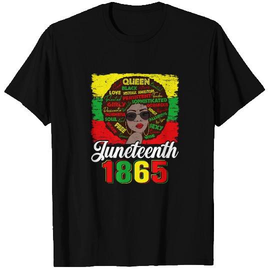 Cute Juneteenth 1865 Black Women Natural Hair Afro Word Art T-Shirts