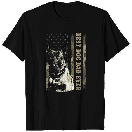 bests Belgian Malinois Dad Ever   Camo USA Flag Dog Dad T-Shirts