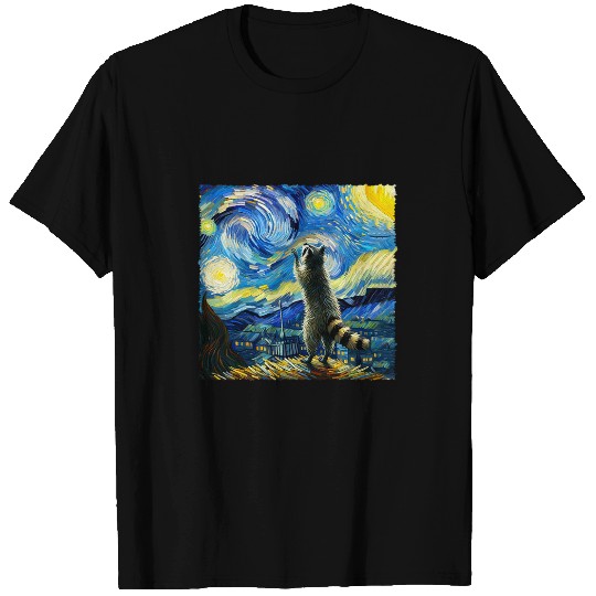 Raccoon Pet Starry Night Classic Raccoons Howling At The Moons T-Shirts