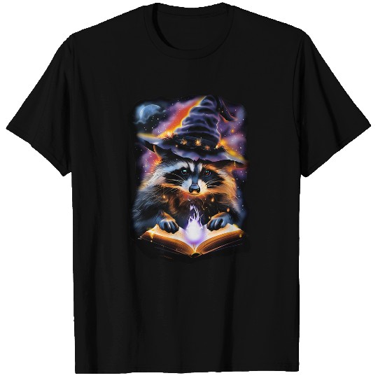 Raccoon Pet 90s Raccoon Wizard Trash Panda Reading Halloween T-Shirts
