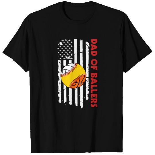American Flag Dad Ballers Volleyball Softball Basketball T-Shirts