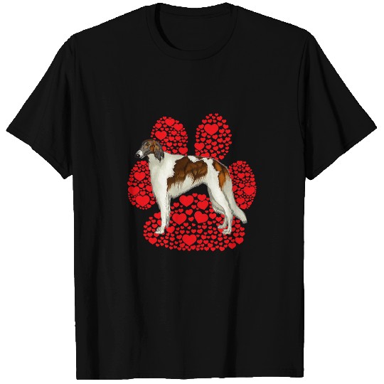 Borzoi Valentines Day Dog Love Paw T-Shirts