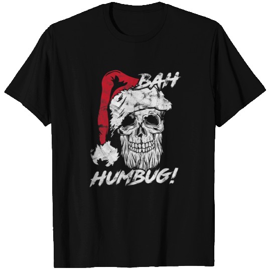 Bah Humbug Grumpy Santa Skull Funny Christmas Pirate T-Shirts