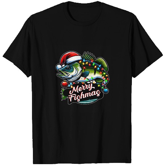 Merry Fishmas Bass Fish Fishing Fishermen Christmas T-Shirts