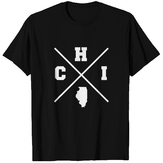 Classic CHI Chicago Crossmark State Outline T-Shirts