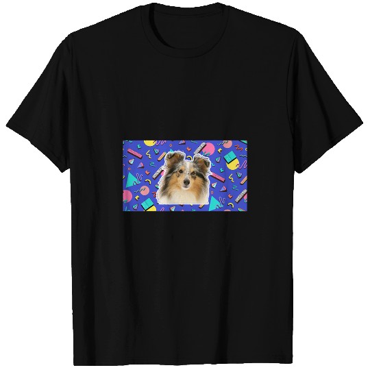 Dog Shetland 90s Sticker Pattern Dog Shetland Sheepdog T-Shirts