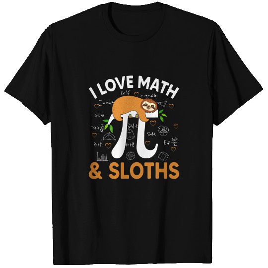 Funny Sloth Lover Teacher I Love Math And Sloths Pi Day Kids T-Shirts