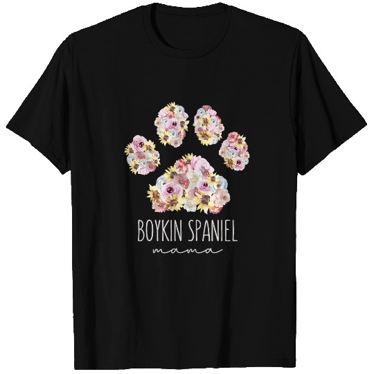 Boykin Spaniel Mama Floral Paw Dog Mom T-Shirts